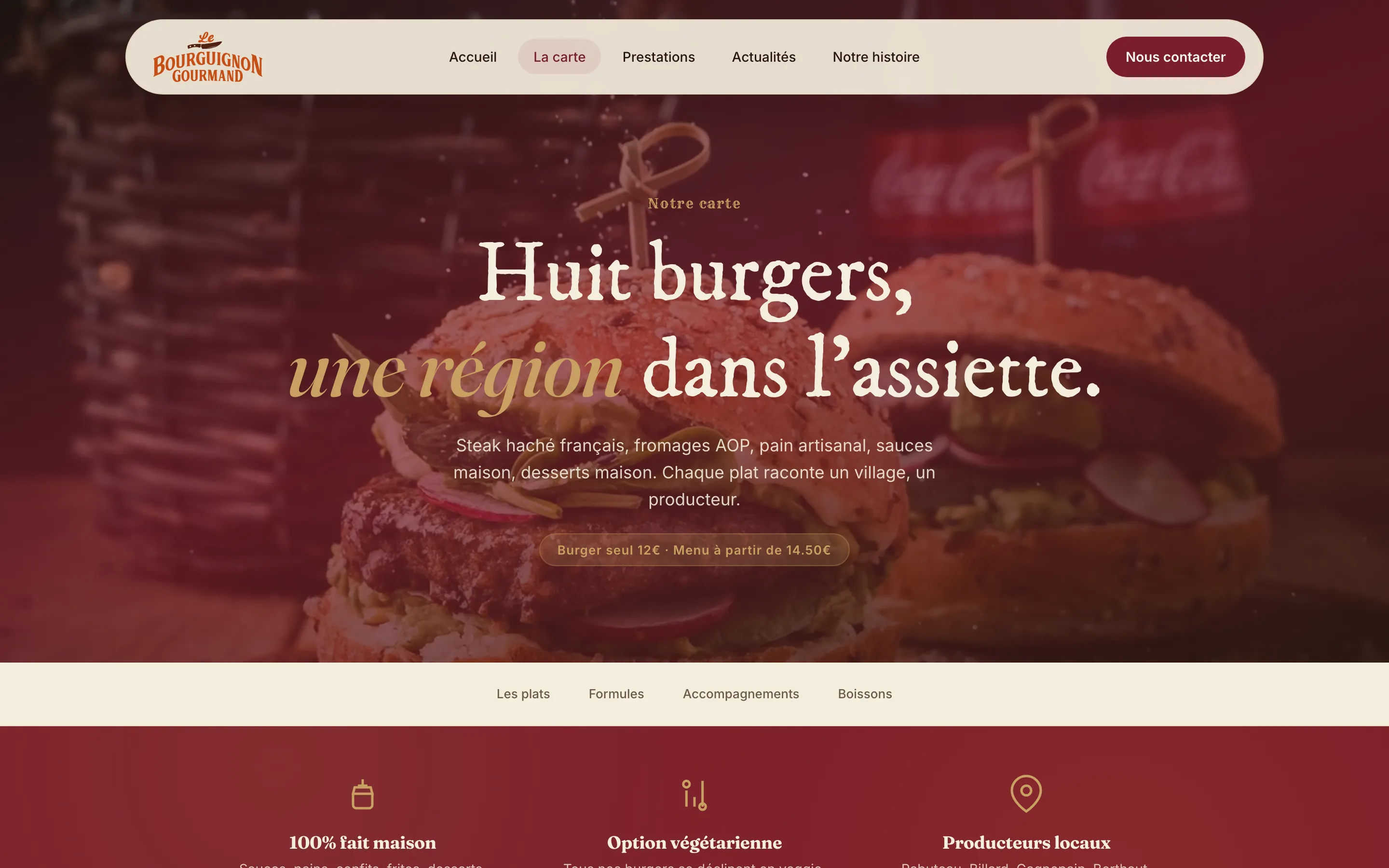 La carte du food truck