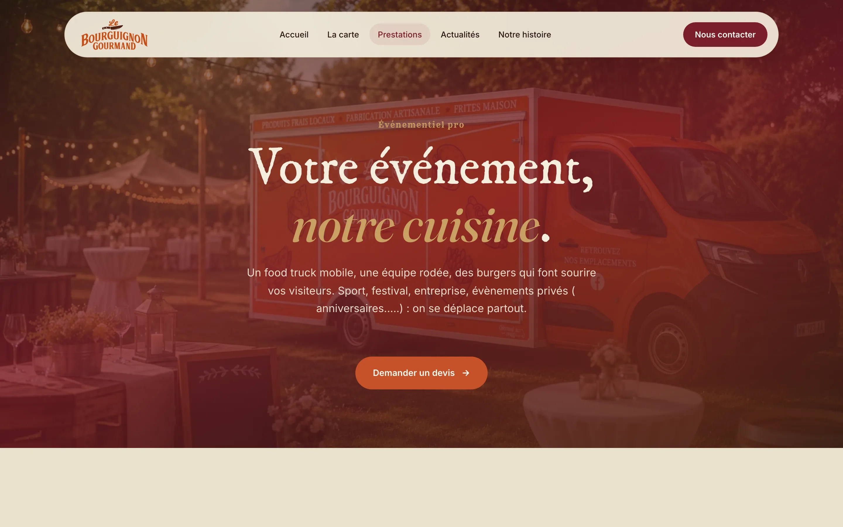 La page des prestations privées