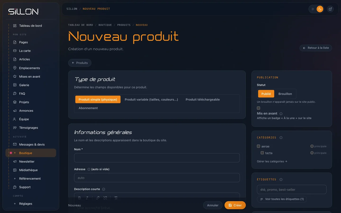 La création d’un produit