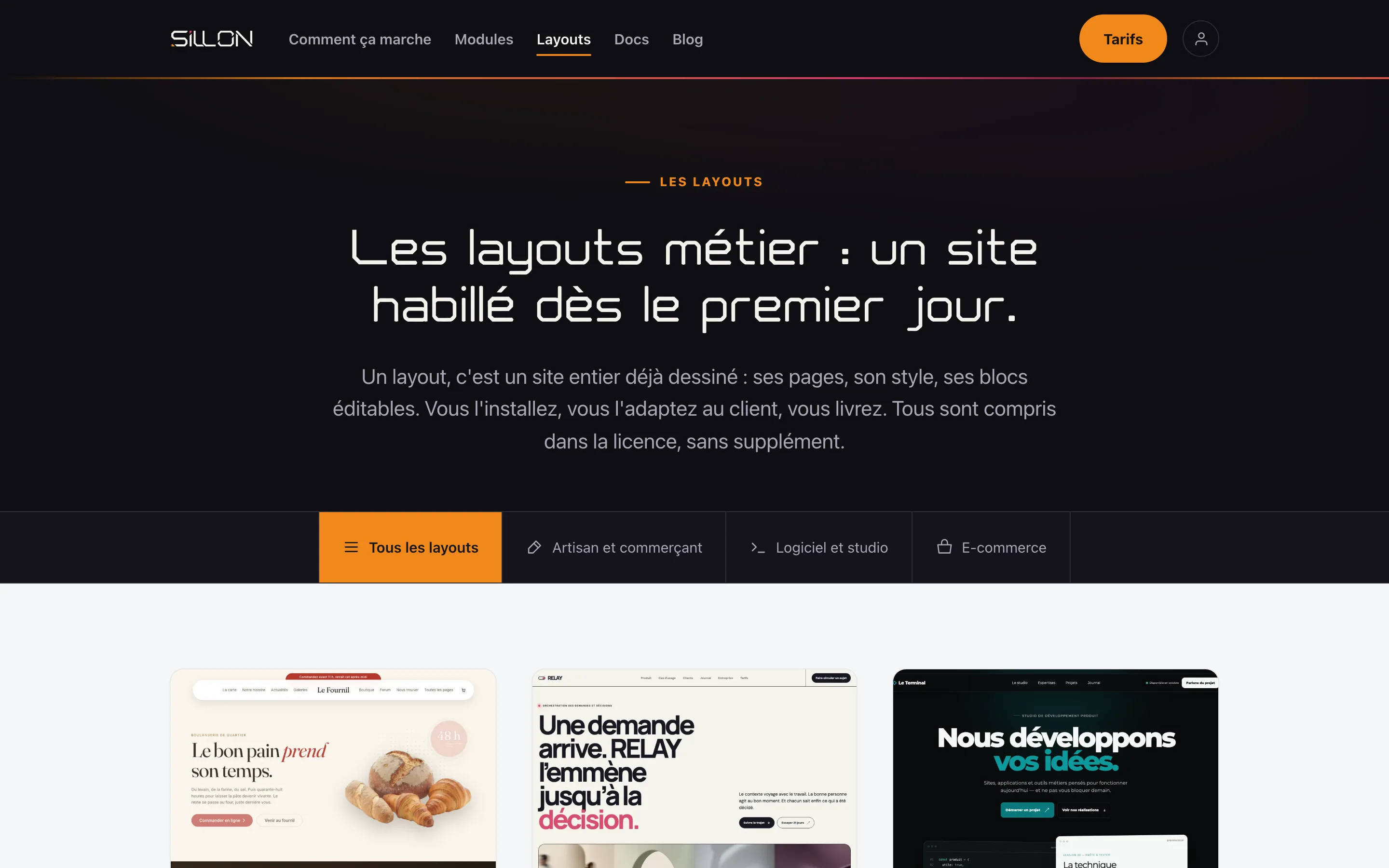 La page des packs graphiques